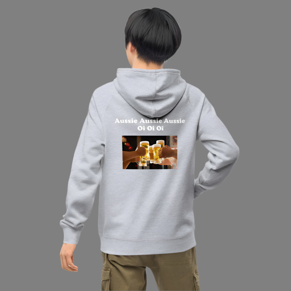 "Aussie Aussie Aussie" Unisex kangaroo pocket hoodie, extra warm.
