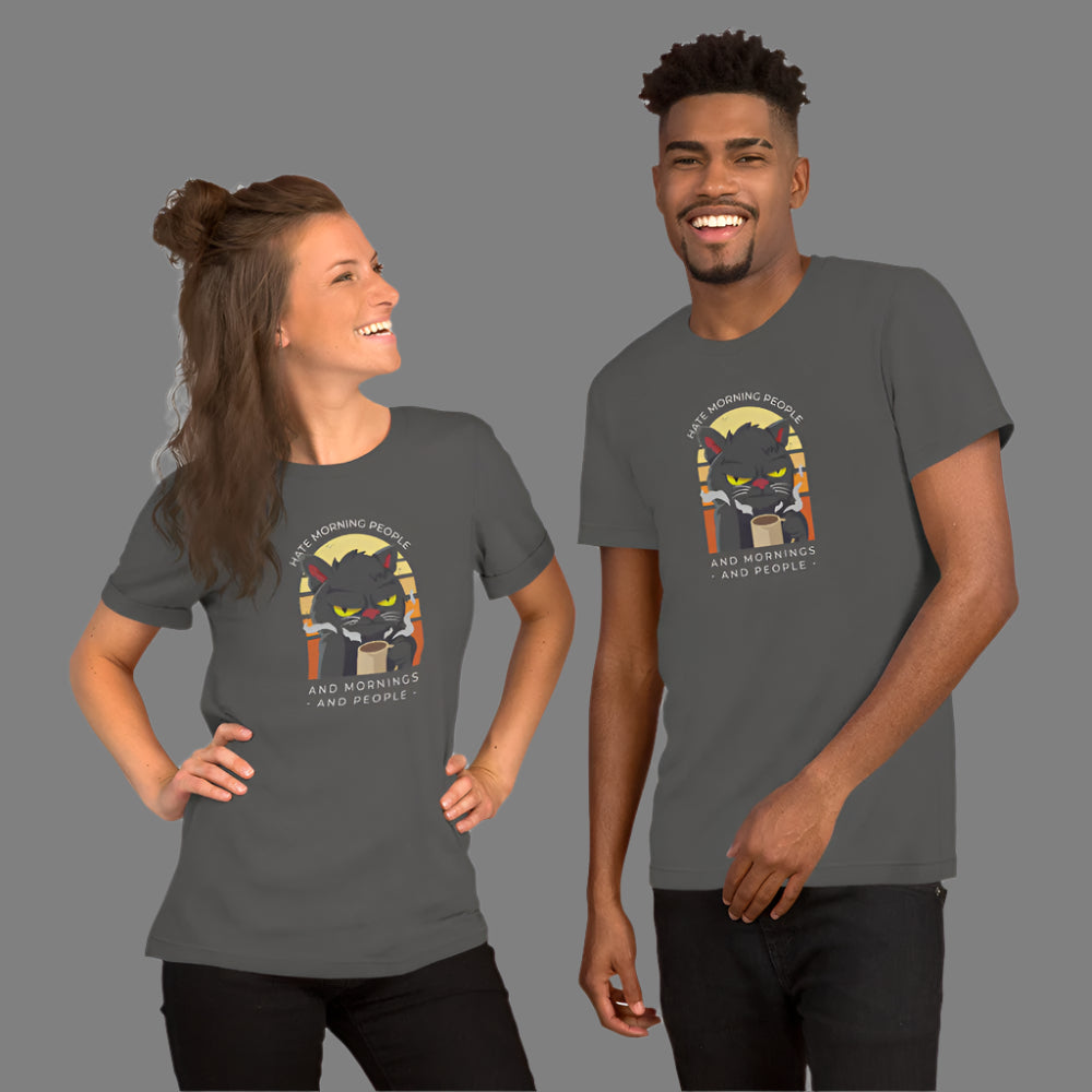 "Hate Morning People" Funny Printed Short-Sleeve Unisex T-Shirt
