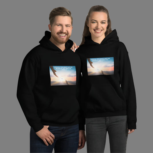 "Throw all your Anxiety" Christian Printed Unisex Hoodie