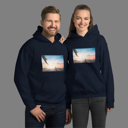 "Throw all your Anxiety" Christian Printed Unisex Hoodie