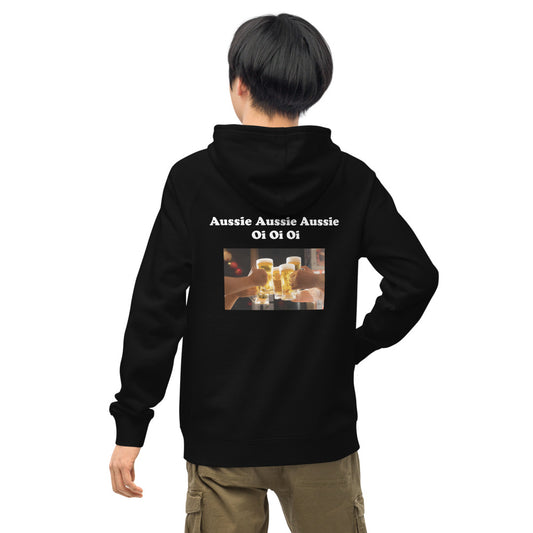 "Aussie Aussie Aussie" Unisex kangaroo pocket hoodie, extra warm.