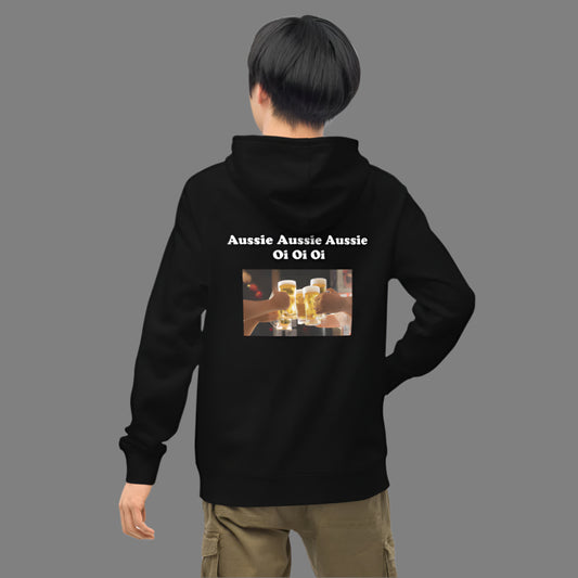 "Aussie Aussie Aussie" Unisex kangaroo pocket hoodie, extra warm.