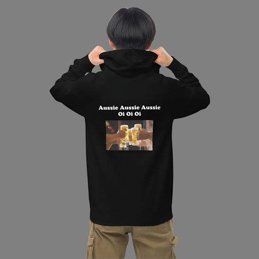 "Aussie Aussie Aussie" Unisex kangaroo pocket hoodie, extra warm.