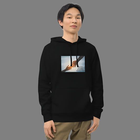 "With God all things are possible" Printed Christian Unisex kangaroo pocket hoodie