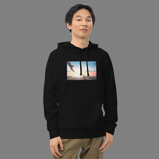 "Throw all your Anxiety" Christian Printed Unisex kangaroo pocket hoodie