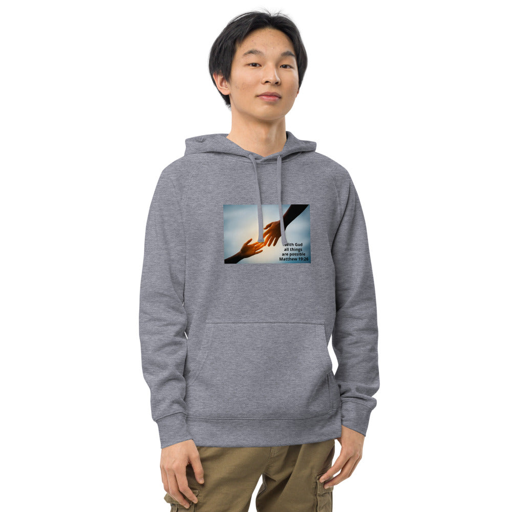 "With God all things are possible" Unisex kangaroo pocket hoodie