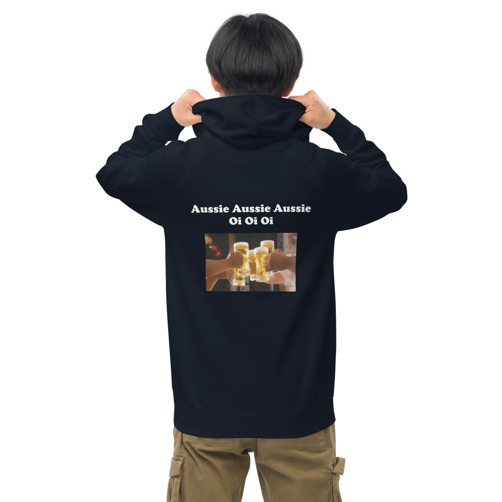 "Aussie Aussie Aussie" Unisex kangaroo pocket hoodie, extra warm.