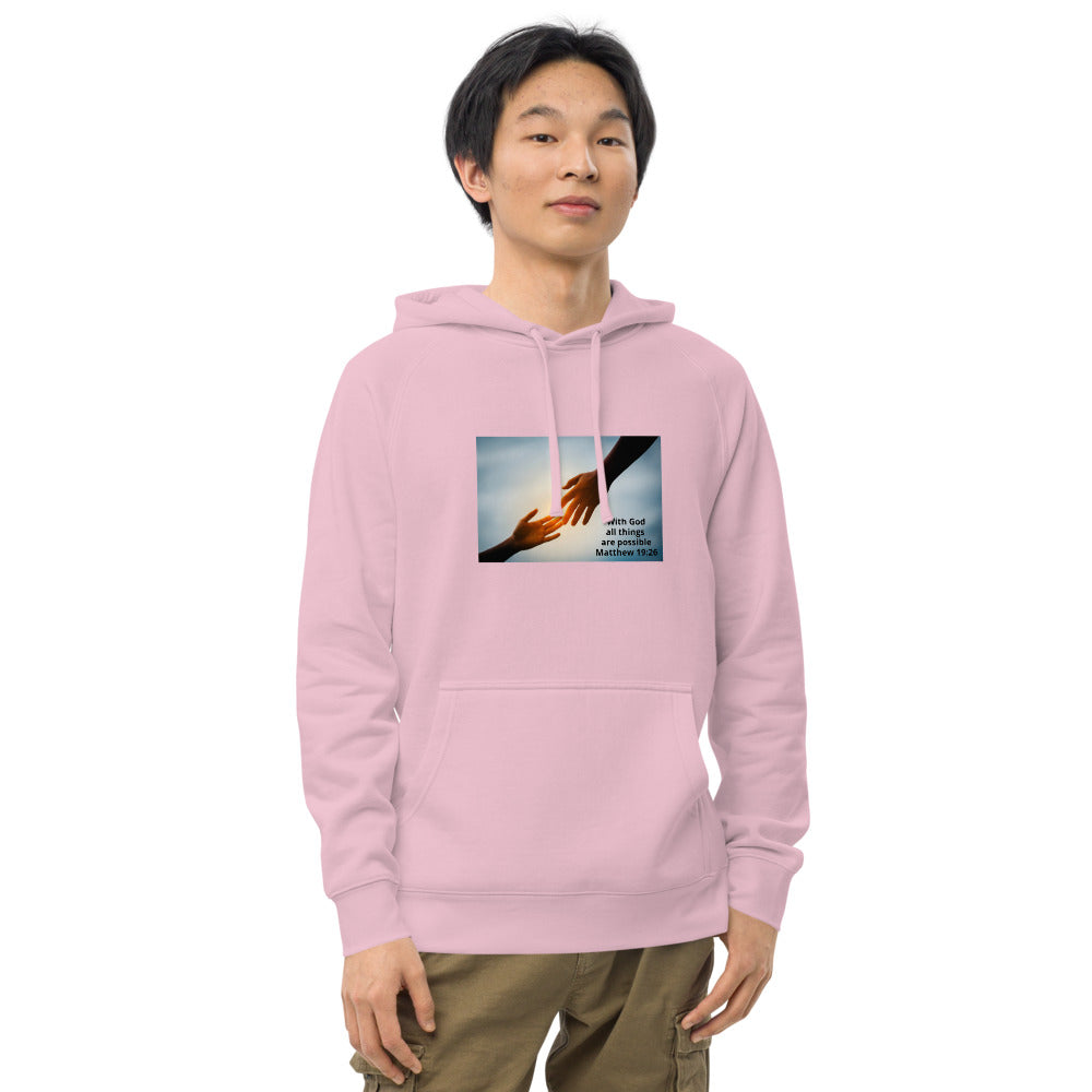 "With God all things are possible" Unisex kangaroo pocket hoodie