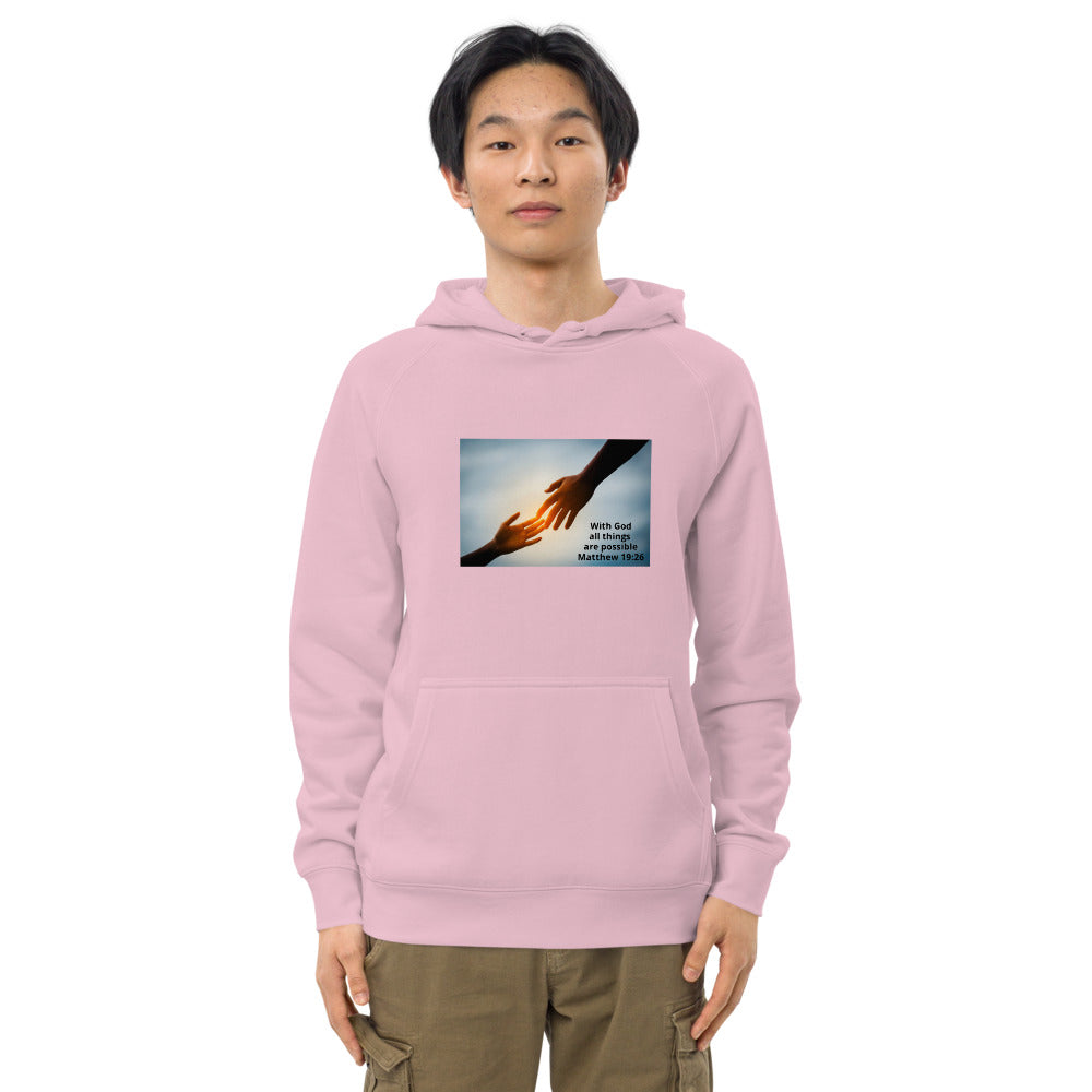 "With God all things are possible" Unisex kangaroo pocket hoodie