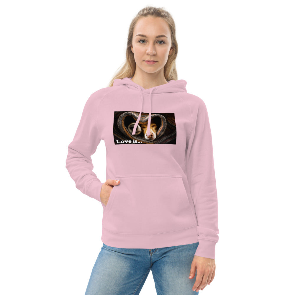 "Love is" Unisex kangaroo pocket hoodie