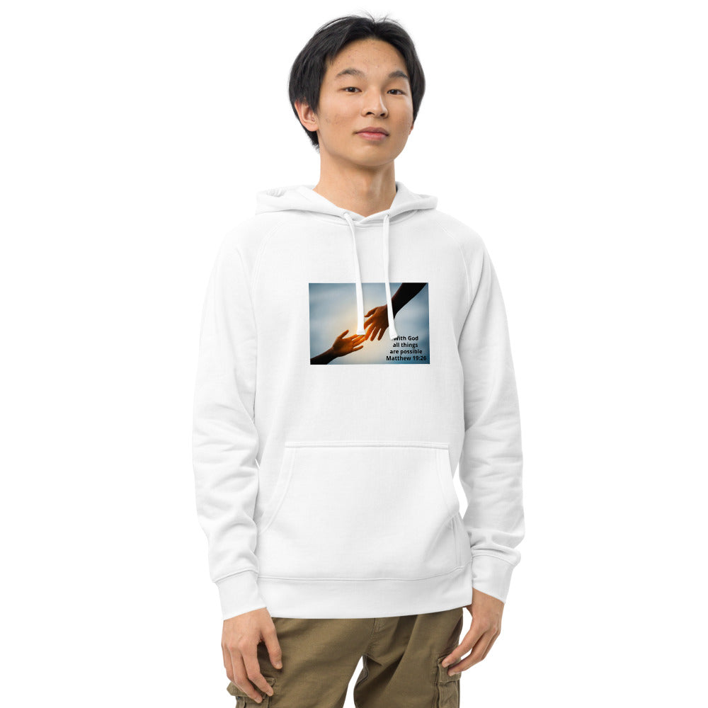 "With God all things are possible" Unisex kangaroo pocket hoodie