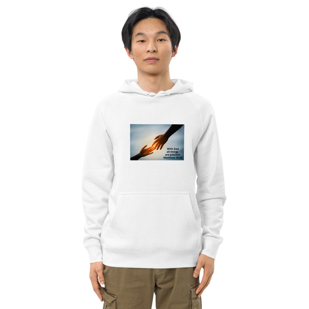 "With God all things are possible" Unisex kangaroo pocket hoodie