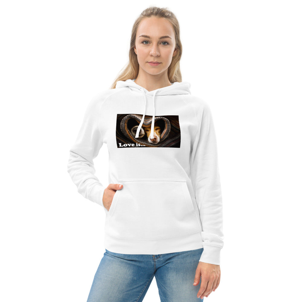 "Love is" Unisex kangaroo pocket hoodie