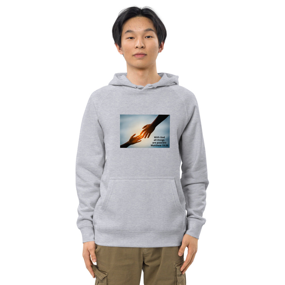 "With God all things are possible" Unisex kangaroo pocket hoodie