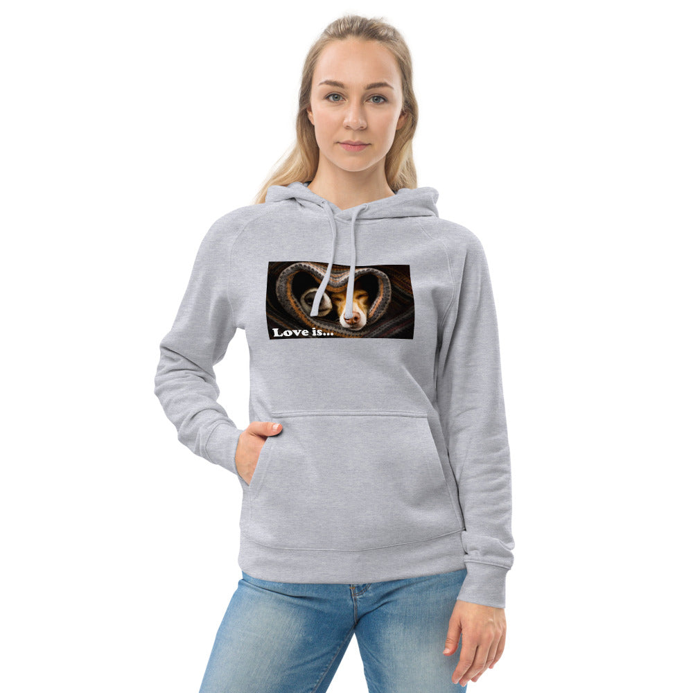 "Love is" Unisex kangaroo pocket hoodie