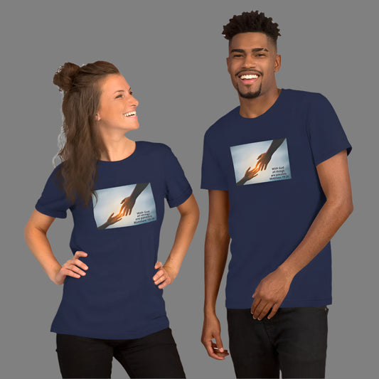 "With God all things are Possible" Christian Printed Short-Sleeve Unisex T-Shirt